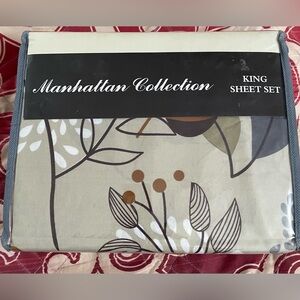 Manhattan Collection King Sheet Set - Elegant Cream and Brown